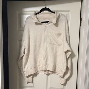 Women's Aerie Cream Quarter-Zip Sweater